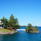 A photo of the small bridge connecting two islands in the St Lawrence River.